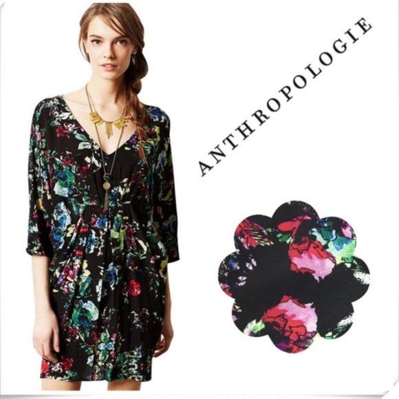 Anthropologie Maeve Floral Batwing Mini Dress Small - Picture 2 of 13